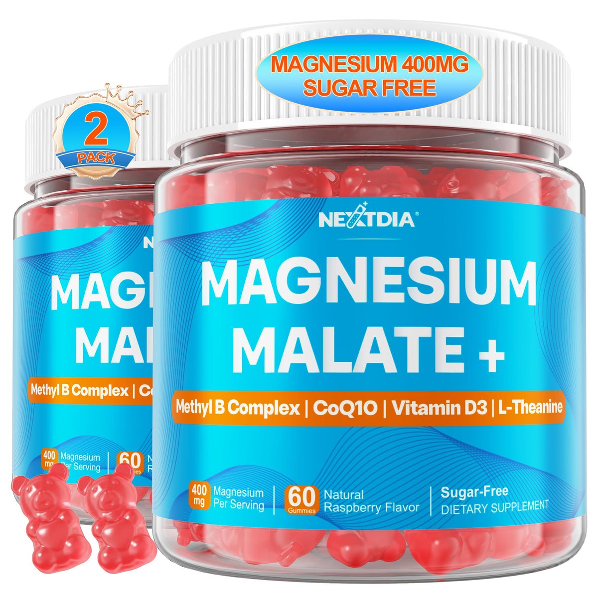 Nextdia Gummies de Magnésium Malate 400mg, vue de face