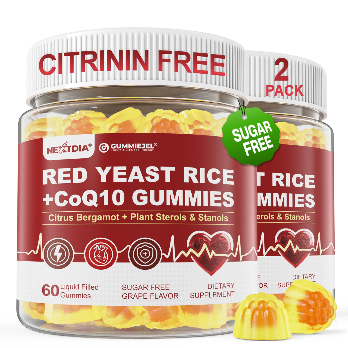 Nextdia Gummies de Riz Rouge avec CoQ10, vue avant du produit