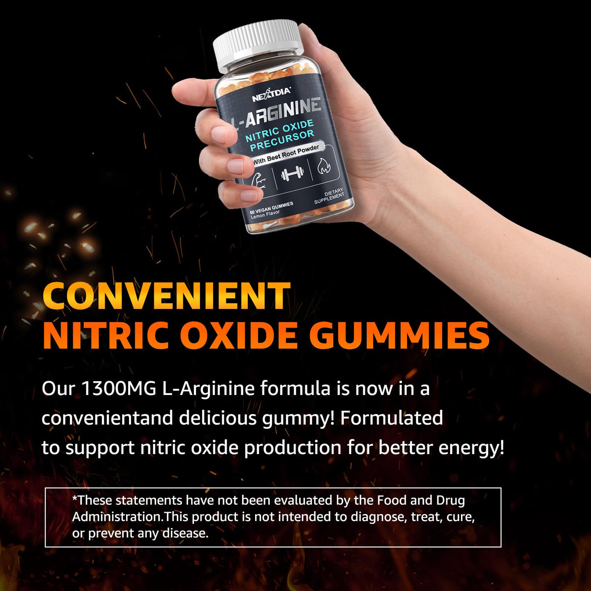 Nextdia Gummies L-Arginine 1300mg sans sucre, gummies sur une table