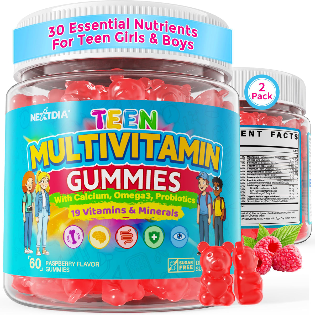 Nextdia Gummies Multivitamines Methylées Ados 455g vue avant