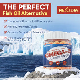 Nextdia Gummies Omega 3 Huile de Krill Liposomale 2000mg dans un bol