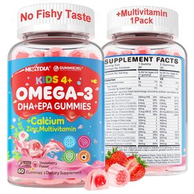 Nextdia Gummies Omega 3 pour enfants 230g, pot ouvert avec gummies visibles