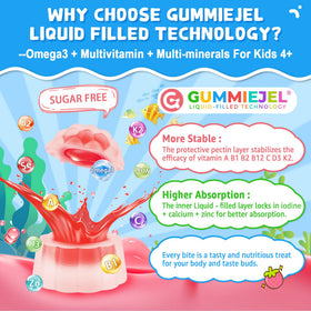 Nextdia Gummies Omega 3 pour enfants, présentation du produit avec des accessoires de nutrition