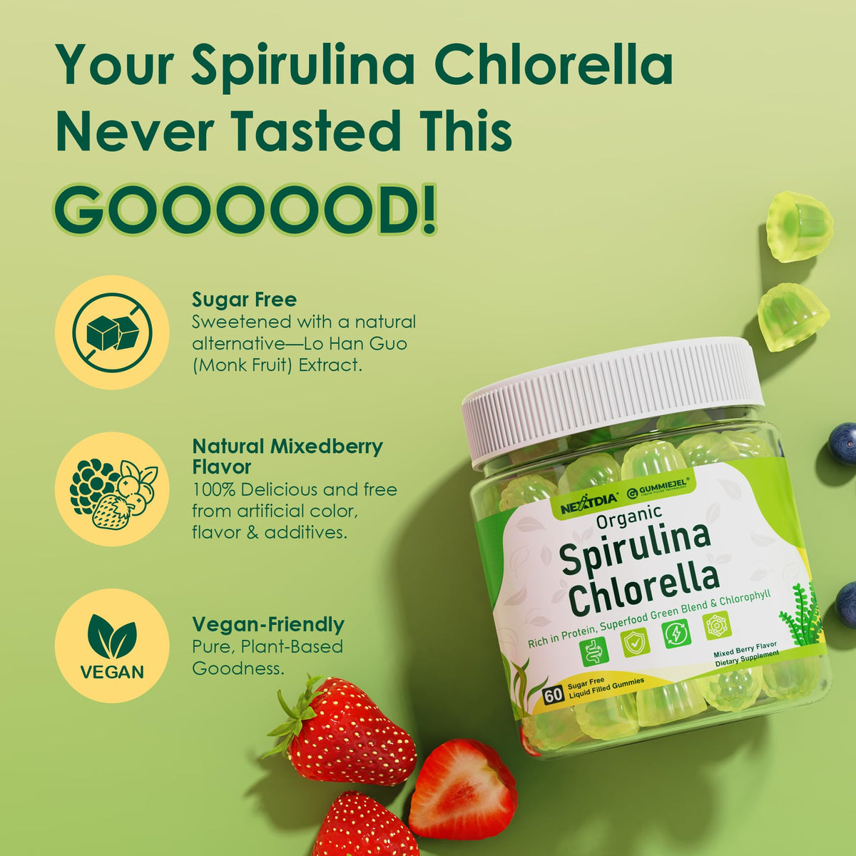 Nextdia Gummies Spiruline & Chlorelle 240g gummies texture