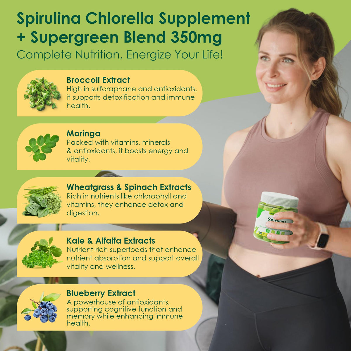 Nextdia Gummies Spiruline & Chlorelle 240g gummies with fresh blueberries