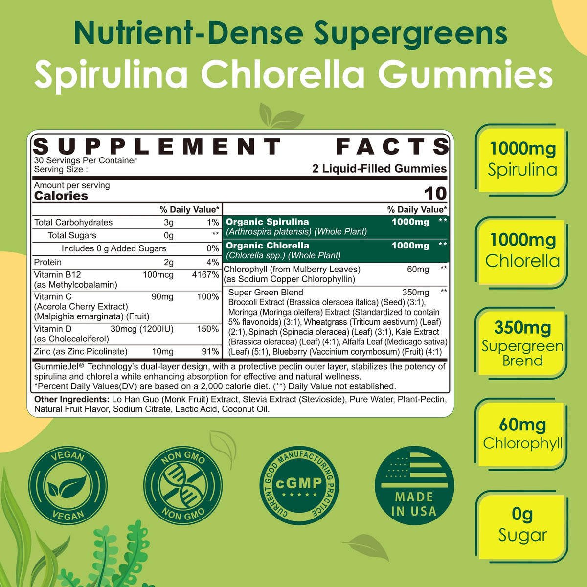 Nextdia Gummies Spiruline et Chlorelle 499g emballage