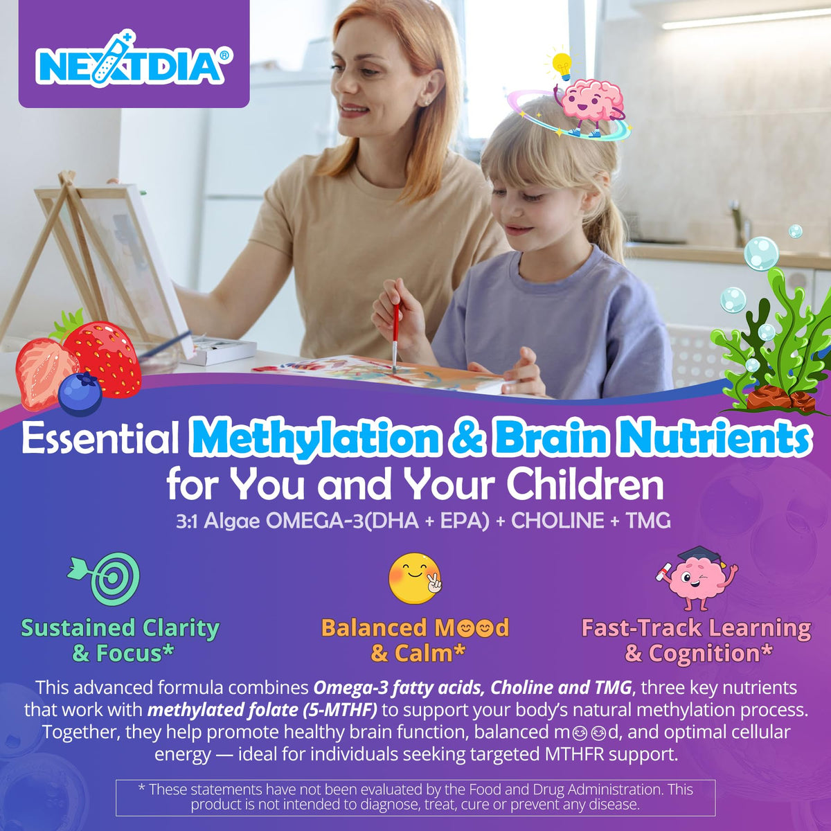 Nextdia L-Méthylfolate 1000mcg Gummies, ingrédients au dos