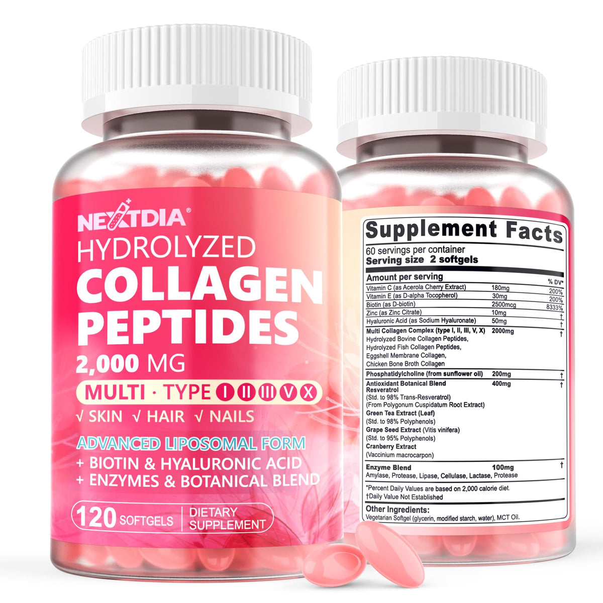 Nextdia multi-collagène 2000mg flacon de 240 capsules