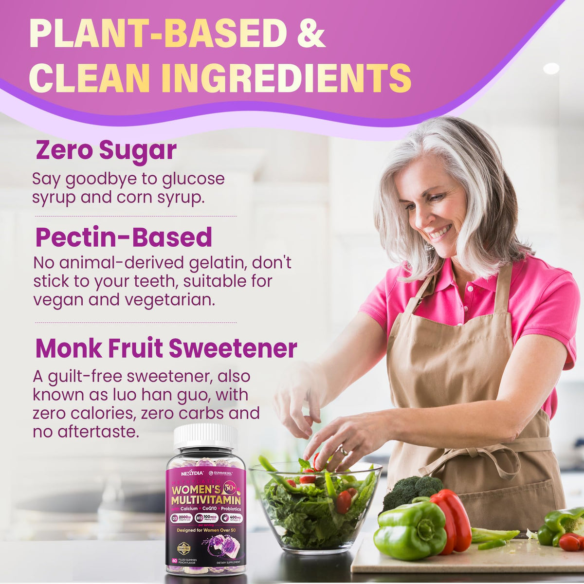 Nextdia Multivitamines Femmes 50+ Gummies 240g prise quotidienne
