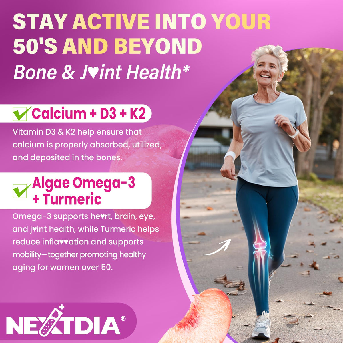 Nextdia Multivitamines Femmes 50+ Gummies 240g sur une table
