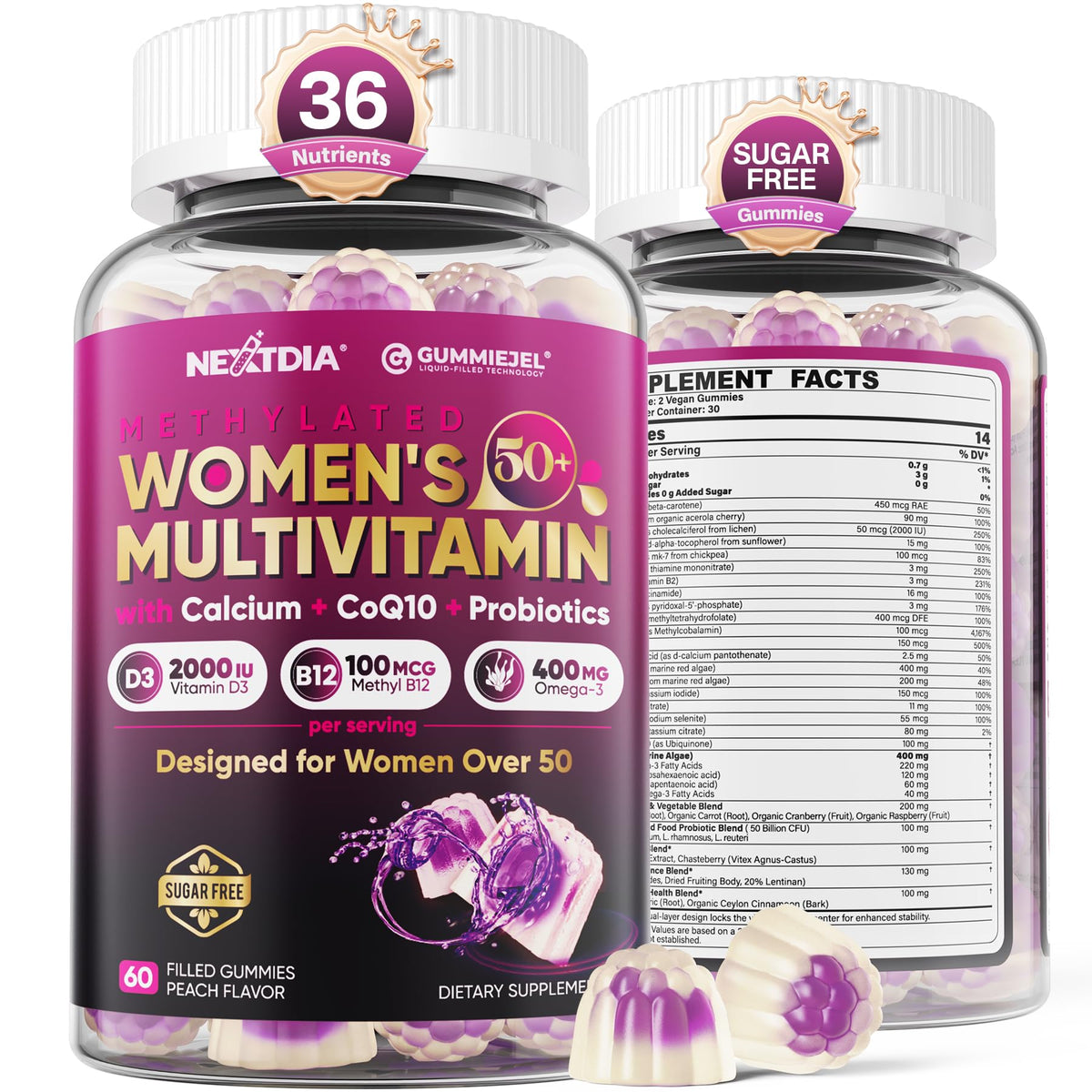 Nextdia Multivitamines Femmes 50+ Gummies 240g vue de face