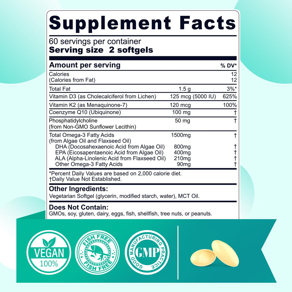 Nextdia Omega 3 Végétalien 1500mg gélules side view