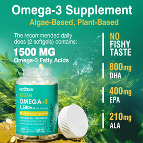 Nextdia Omega 3 Végétalien 1500mg gélules with bottle