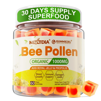 Nextdia Pollen d'Abeille Bio 1000mg avec Gelée Royale et Propolis – vue avant