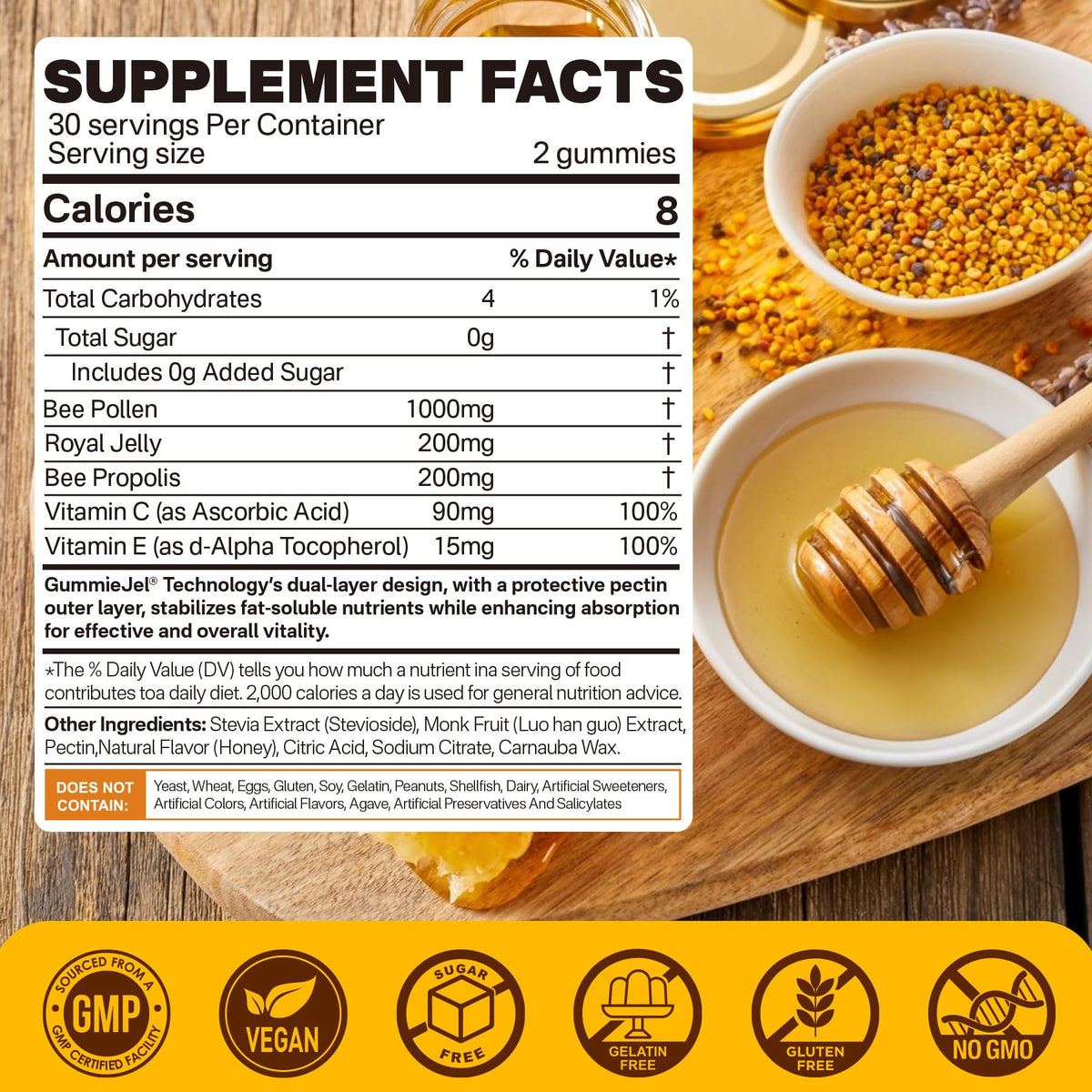Nextdia Pollen d'Abeille Bio 1000mg – gummies avec saveur douce