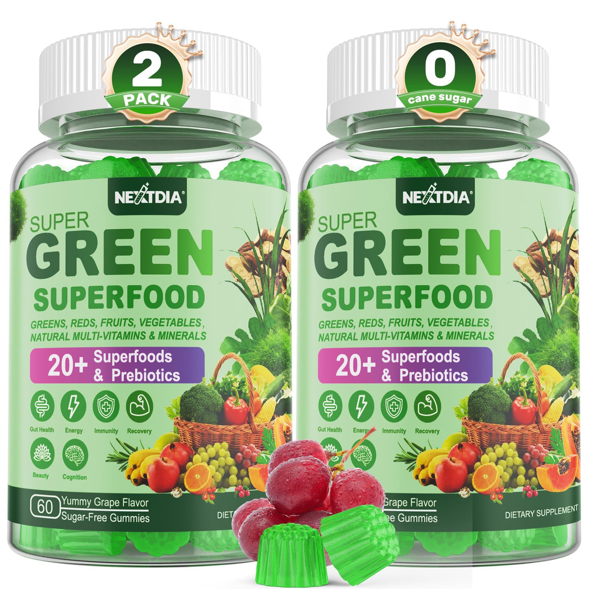 Nextdia Super Greens Gummies Multivitamines packaging front view