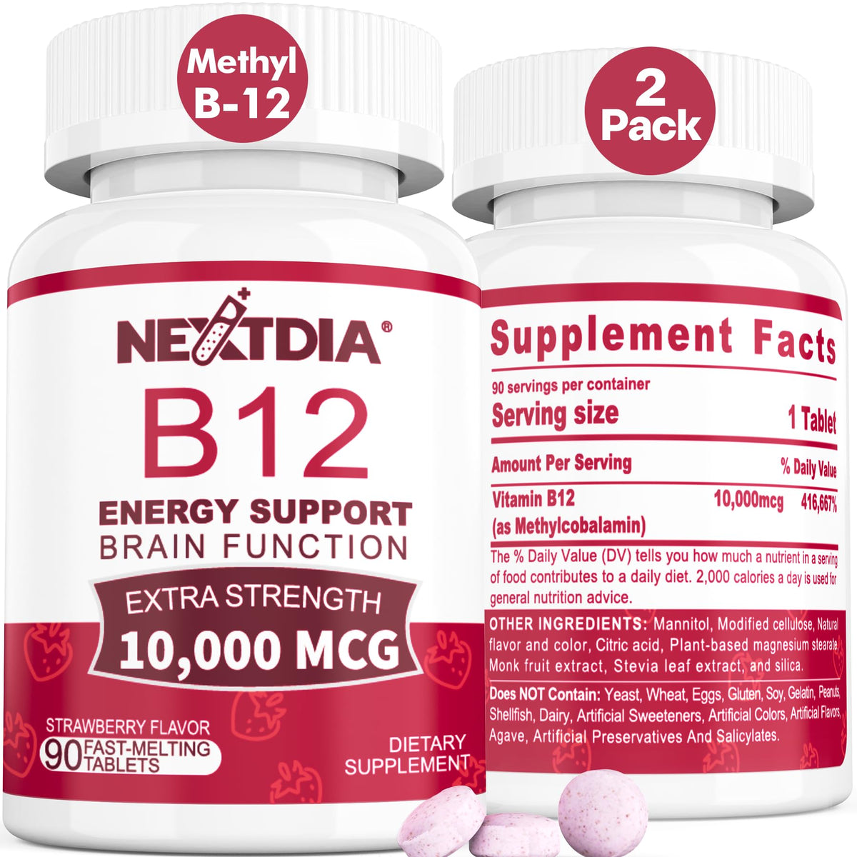 Nextdia Vitamine B12 10 000 mcg Sublingual boîte vue avant