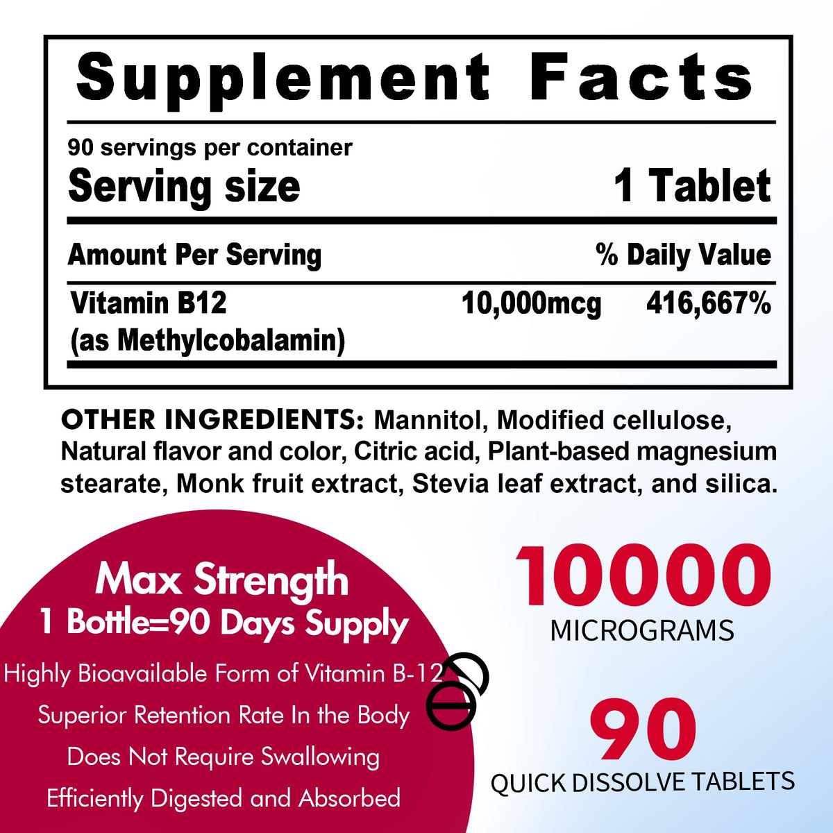 Nextdia Vitamine B12 10 000 mcg Sublingual comprimés sous un angle