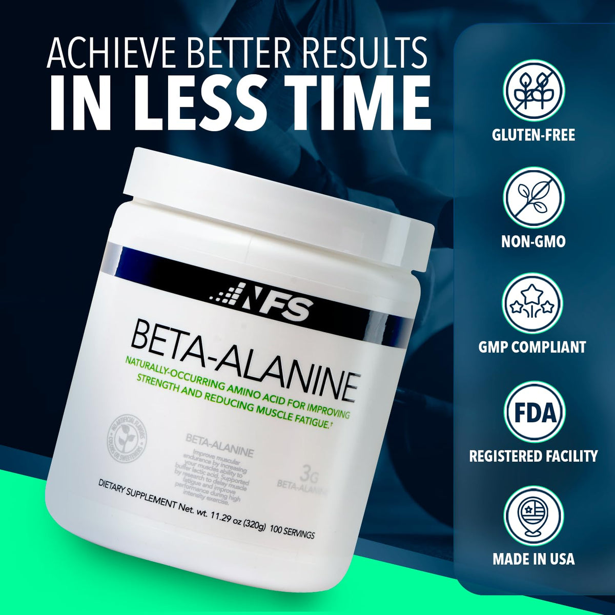 NF Sports Beta-Alanine 386g utilisation avec un shaker