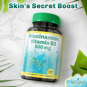NGU Next Gen U Vitamine B3 500 mg 240 capsules ouvertes