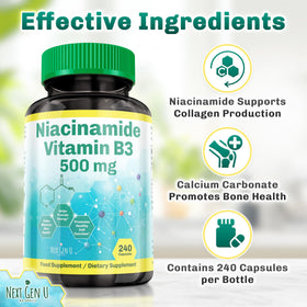 NGU Next Gen U Vitamine B3 500 mg 240 capsules prise en main