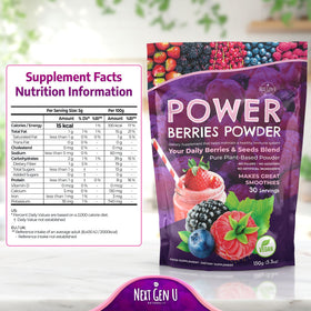 NGU Super Berry Powder 150g avec échantillons de fruits