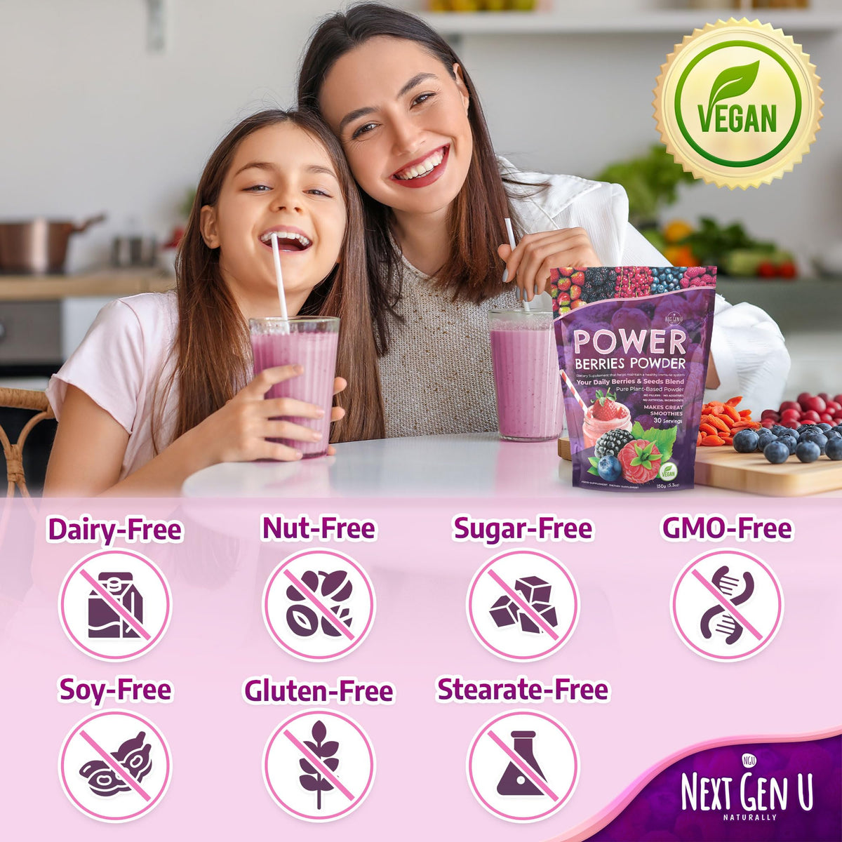 NGU Super Berry Powder 150g avec fruits frais