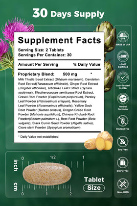 NHDH Chardon-Marie 14-in-1 comprimés sur une table en bois