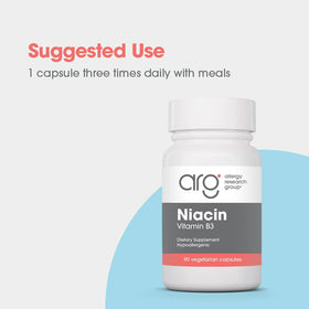 Niacine 250 mg Allergy Research Group avec vue de dessus