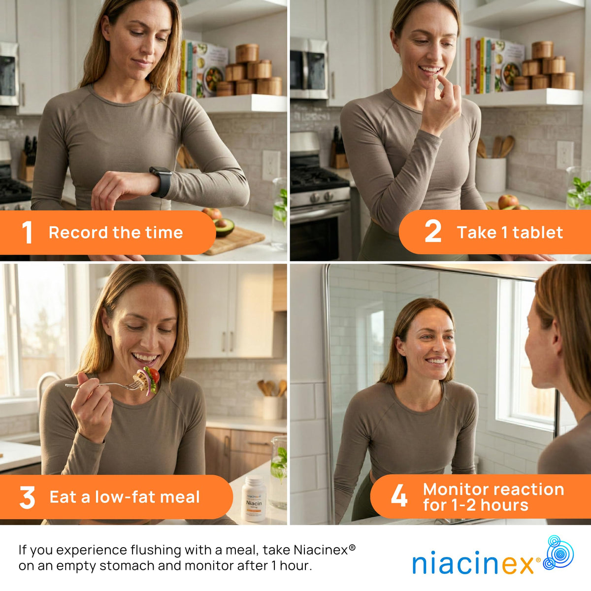 Niacinex Niacine 500mg avec une assiette de repas