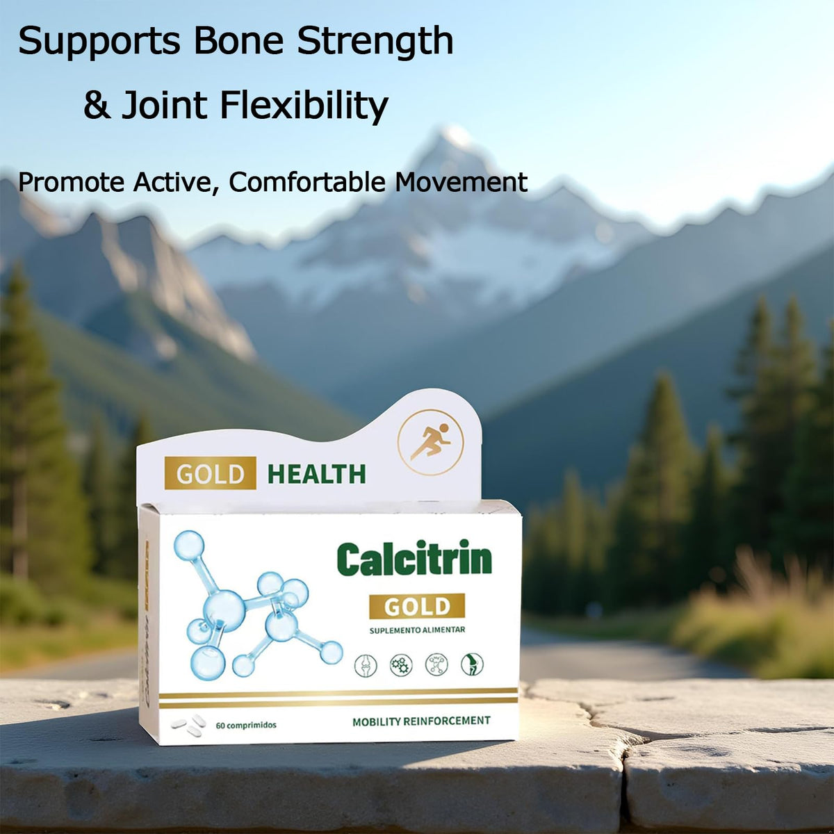 Nichalous Calcitrin Gold avec un verre d'eau