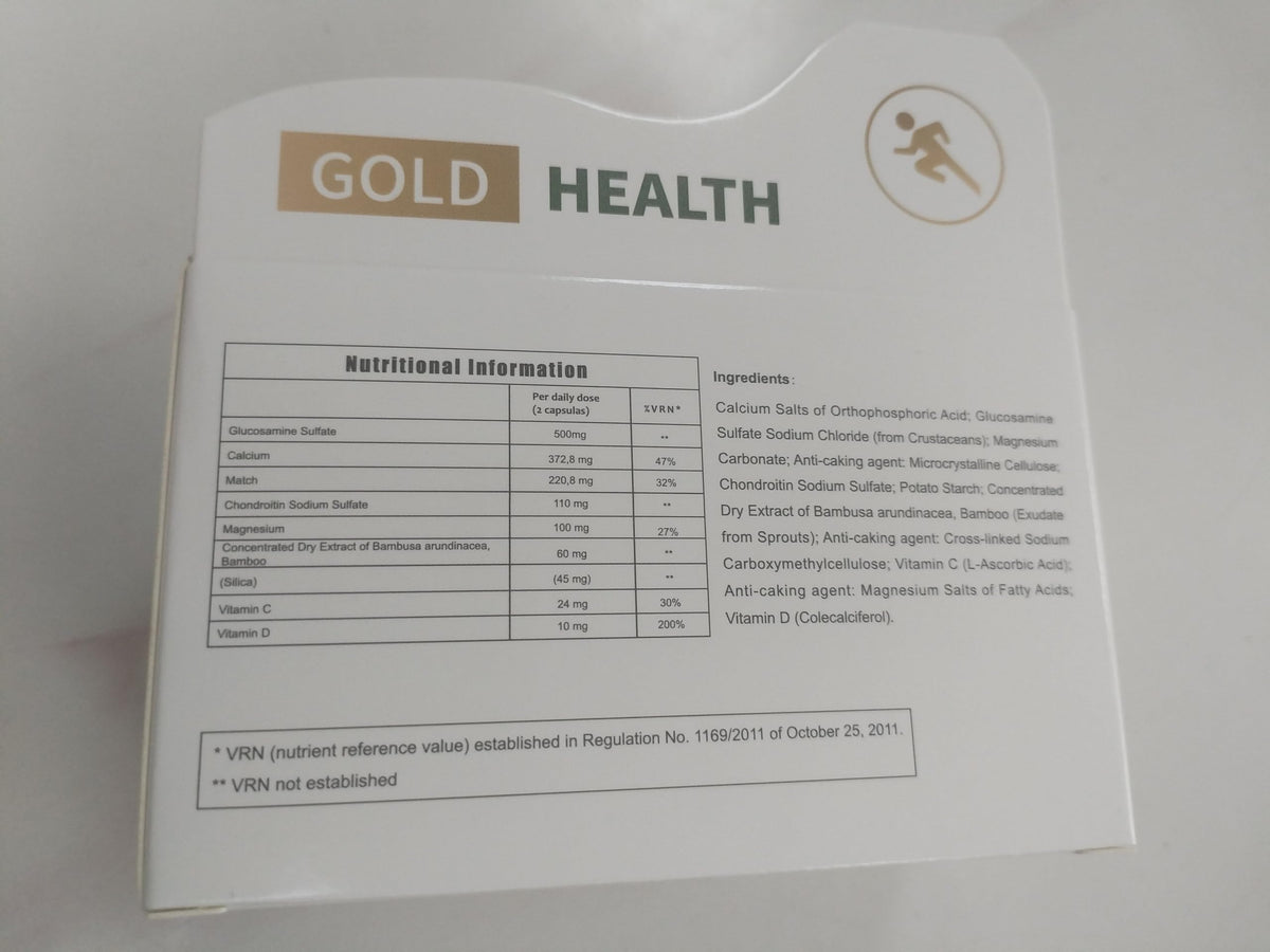 Nichalous Calcitrin Gold côté de la boîte avec informations nutritionnelles