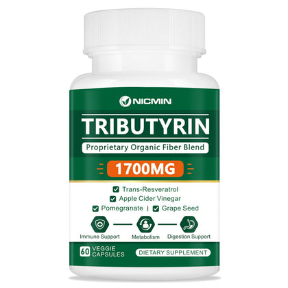 NICMIN Complément Alimentaire Tributyrine 60 capsules vue de face