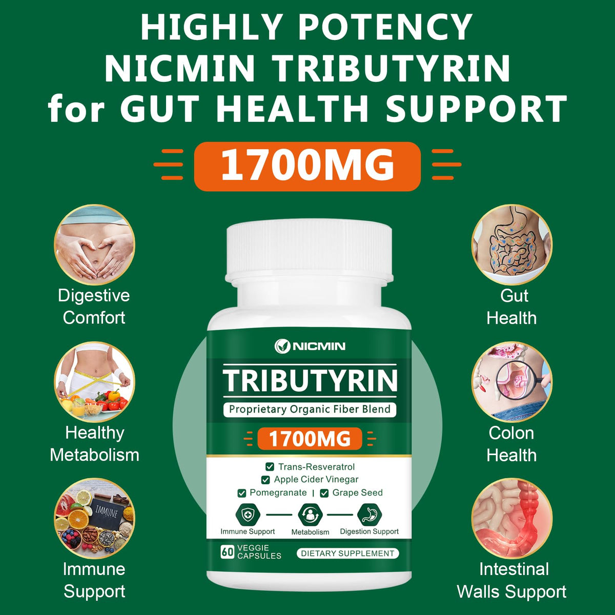 NICMIN Complément Alimentaire Tributyrine dosage par capsule
