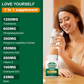 NICMIN Complément Alimentaire Vitamine E Tocotrienols 1200mg - flacon ouvert avec gélules visibles