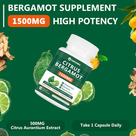 NICMIN Complément Bergamot 1500mg - Capsules sur fond blanc