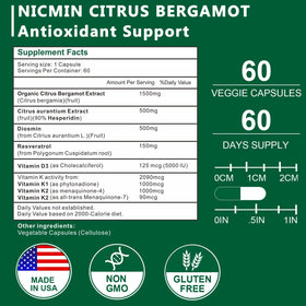 NICMIN Complément Bergamot 1500mg - Vue arrière de l'emballage