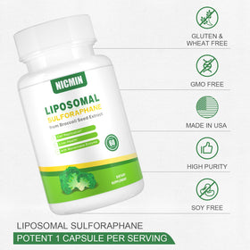 NICMIN Sulforaphane avec des ingrédients naturels en arrière-plan