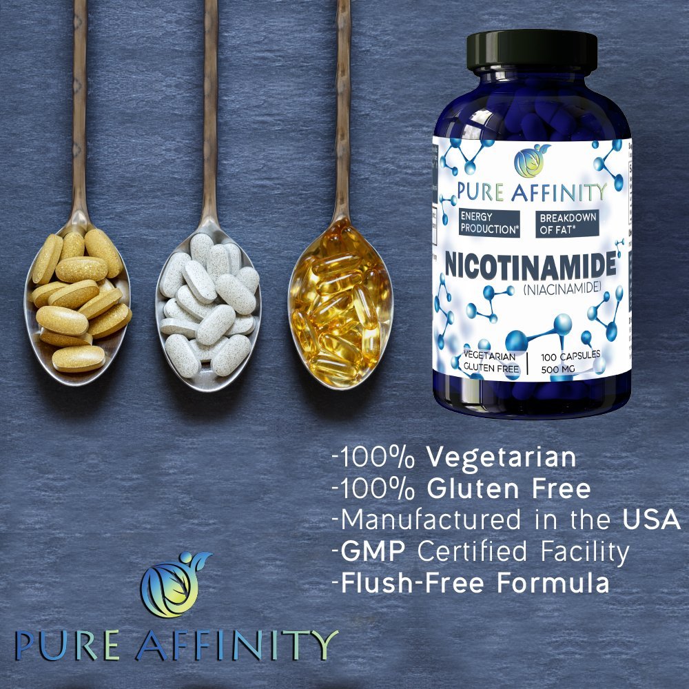 Nicotinamide Pure Affinity 200 comprimés sur un plan de travail