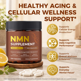 Ninsiec NMN 1000mg Glutathion Liposomal sur une table avec des ingrédients