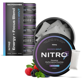 NITRO Pouches Poches Nootropiques emballage avant avec goût baies menthe