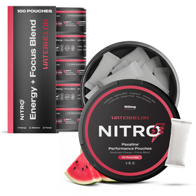 NITRO Pouches Poches Nootropiques Énergie goût pastèque, boîte ouverte