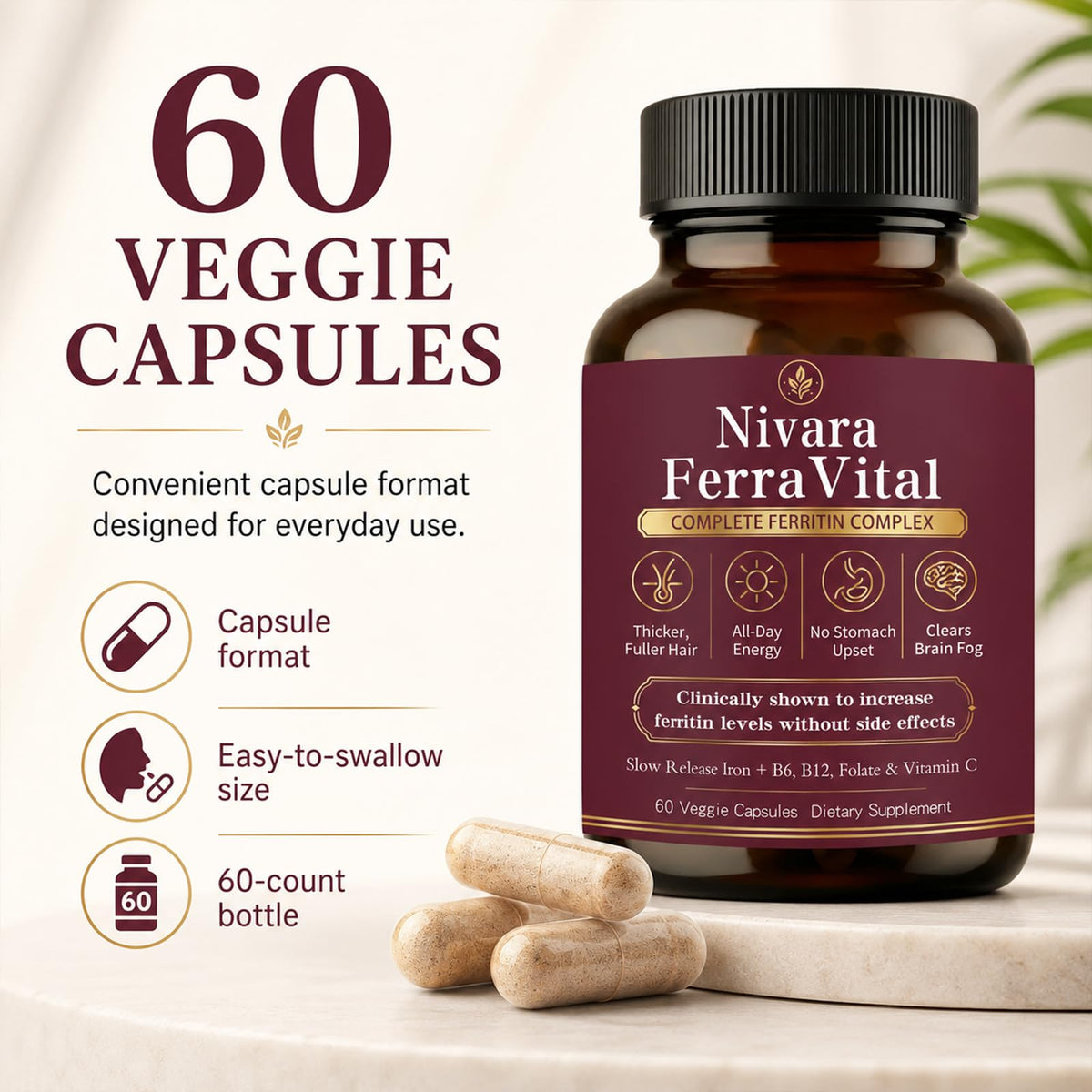 Nivara Ferravital bouteille de complément alimentaire vue de côté