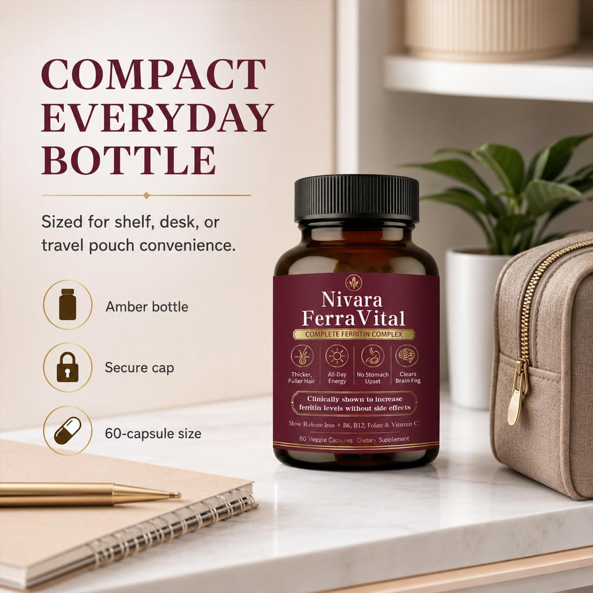 Nivara Ferravital complément alimentaire fer capsules ouvertes