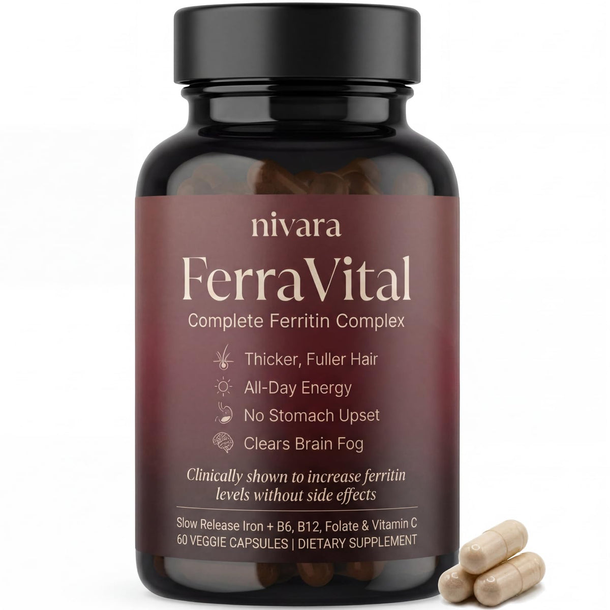 Nivara FerraVital Complex Ferritine 60 capsules en vue de face