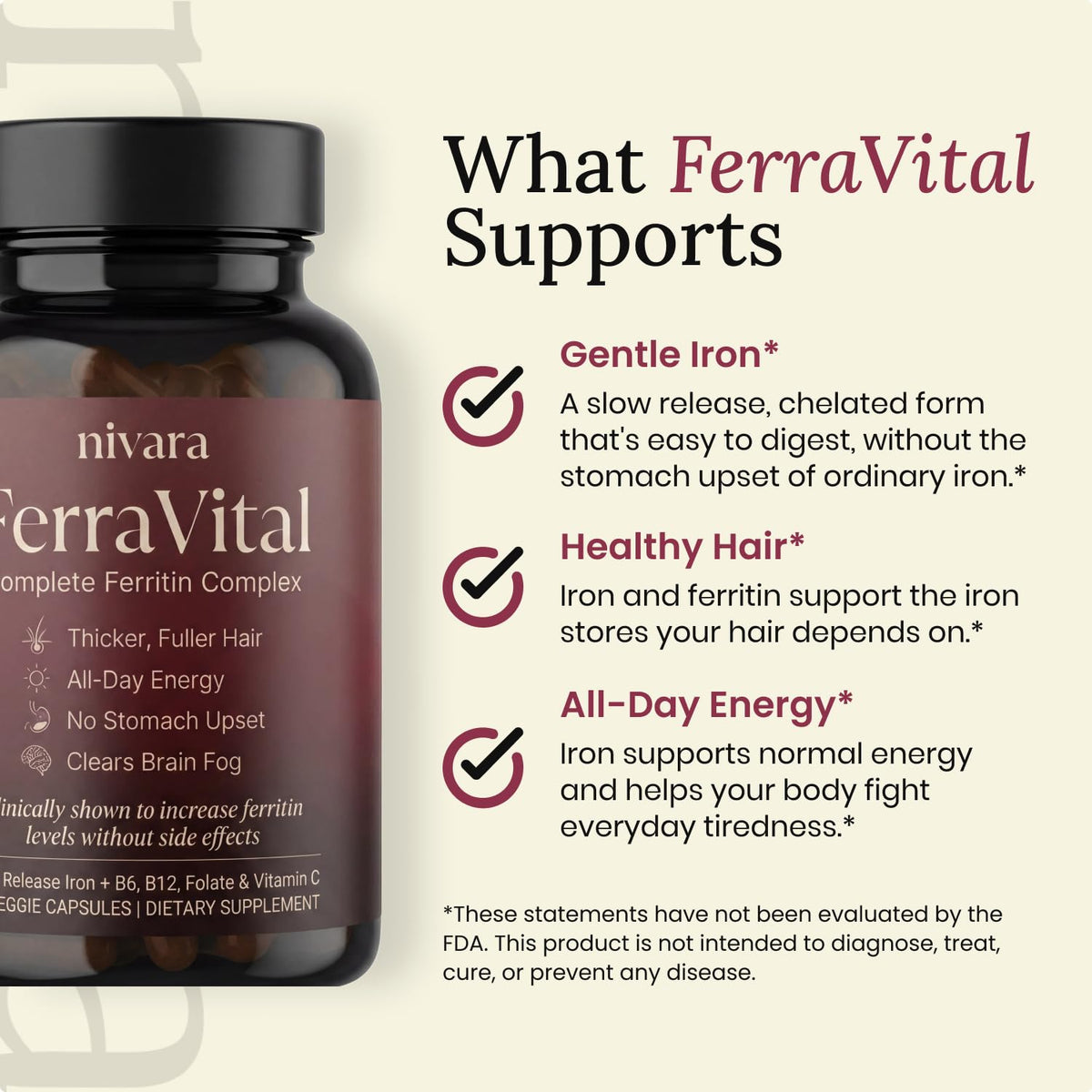 Nivara FerraVital Complex Ferritine capsules dans leur emballage