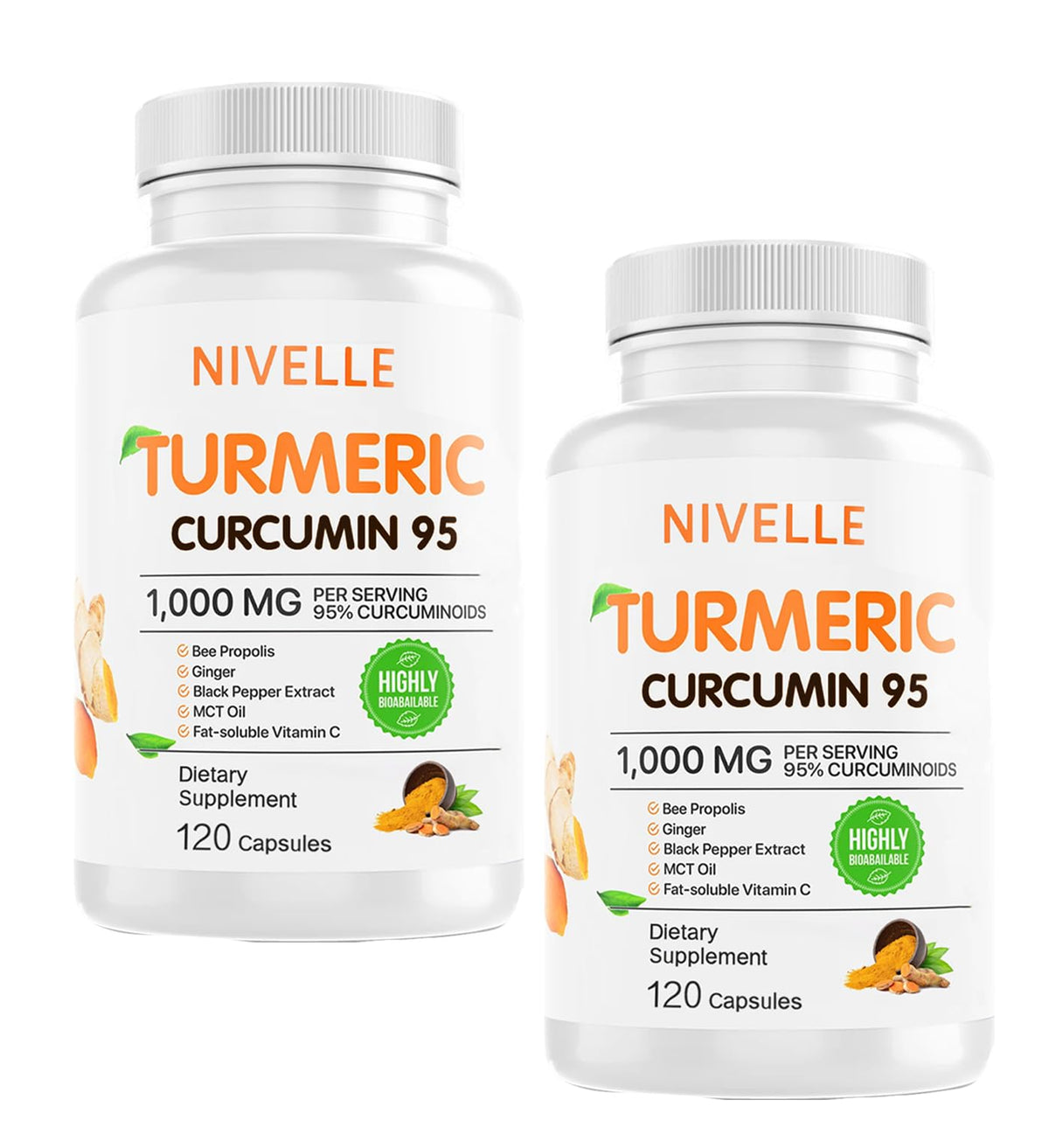 NIVELLE Curcuma Curcumine 1000mg 120 capsules vue de face