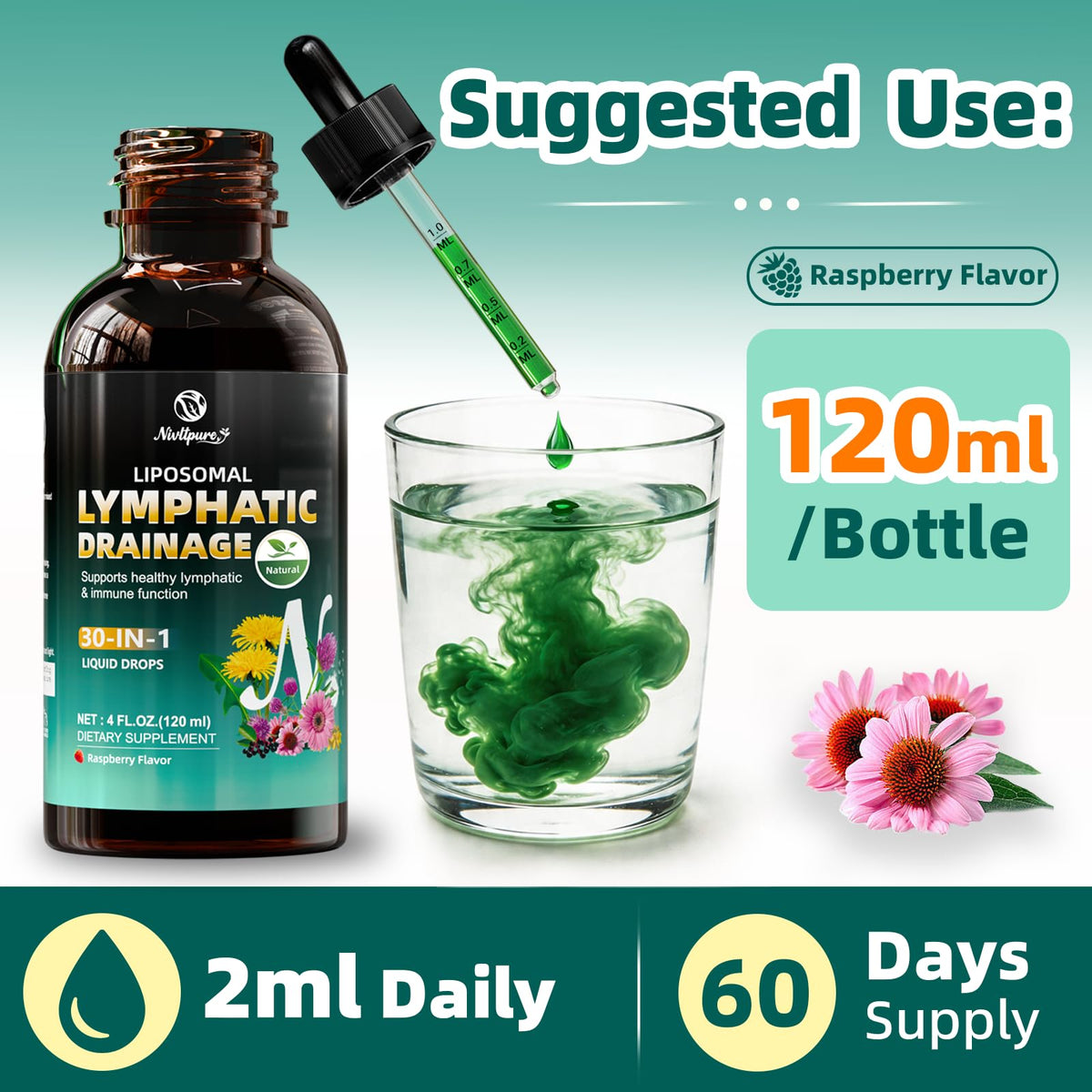 Nivltpure Gouttes de Drainage Lymphatique 290g vue à 360 degrés