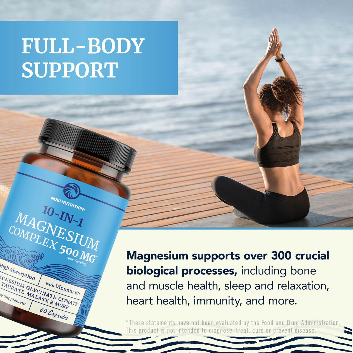 Nobi Nutrition Complément Magnésium 10 en 1 500mg ingrédients listés