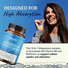 Nobi Nutrition Complément Magnésium 10 en 1 500mg sur un fond naturel